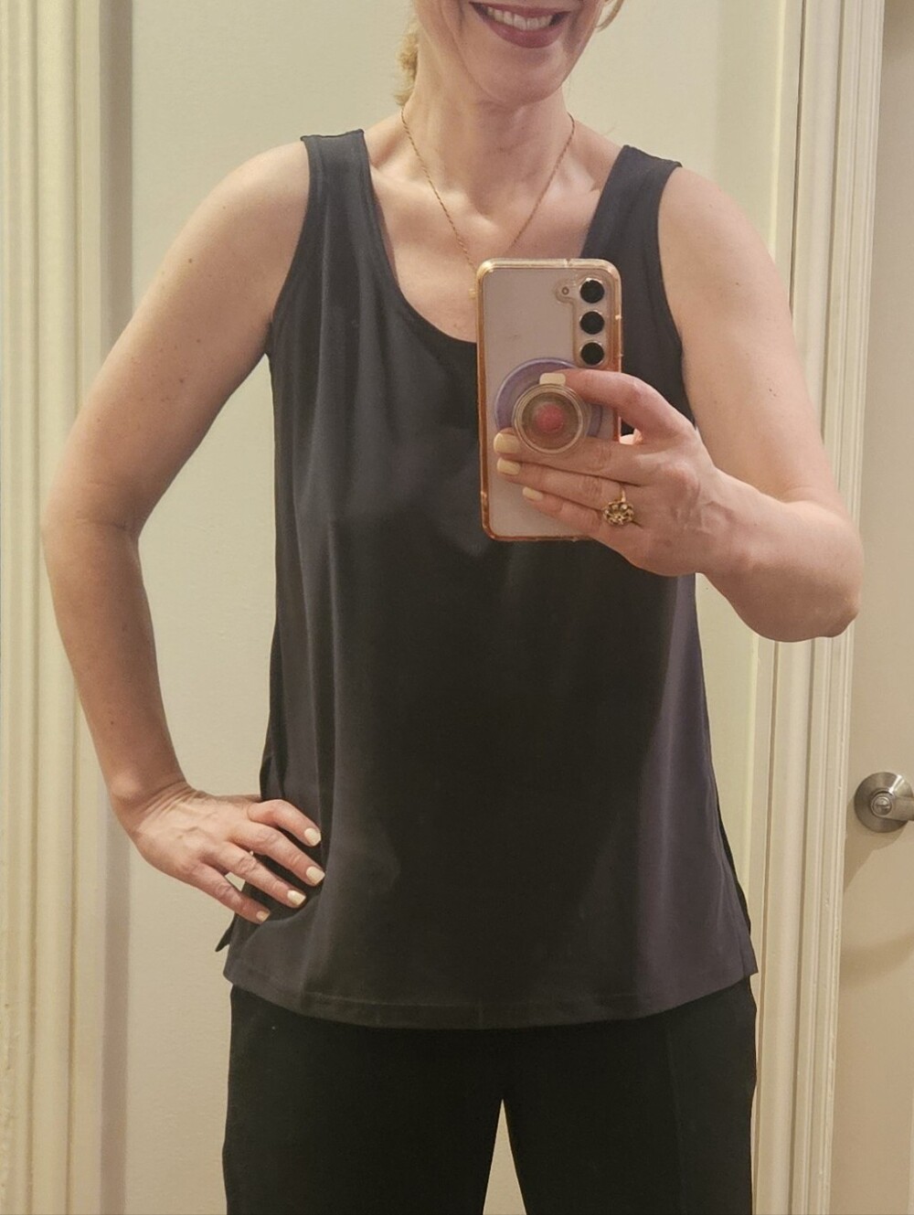 Sympli Go To Tank Relax Black Pearl Sleeveless Tunic Top Size Small